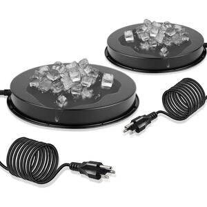 2PK Black Electric Chicken Water Heater Drinker Heated Poultry Waterer Base 11"